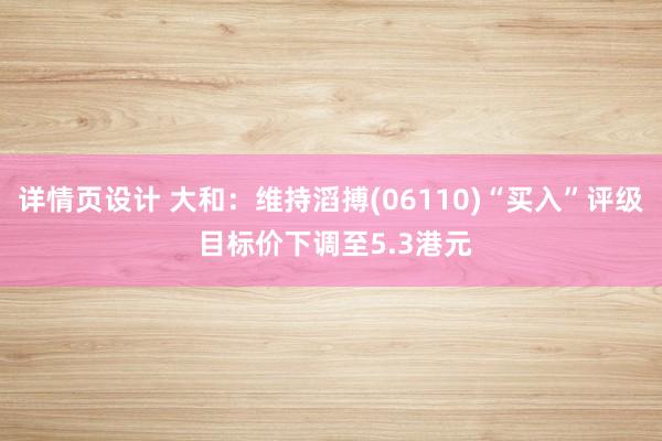 详情页设计 大和：维持滔搏(06110)“买入”评级 目标价下调至5.3港元